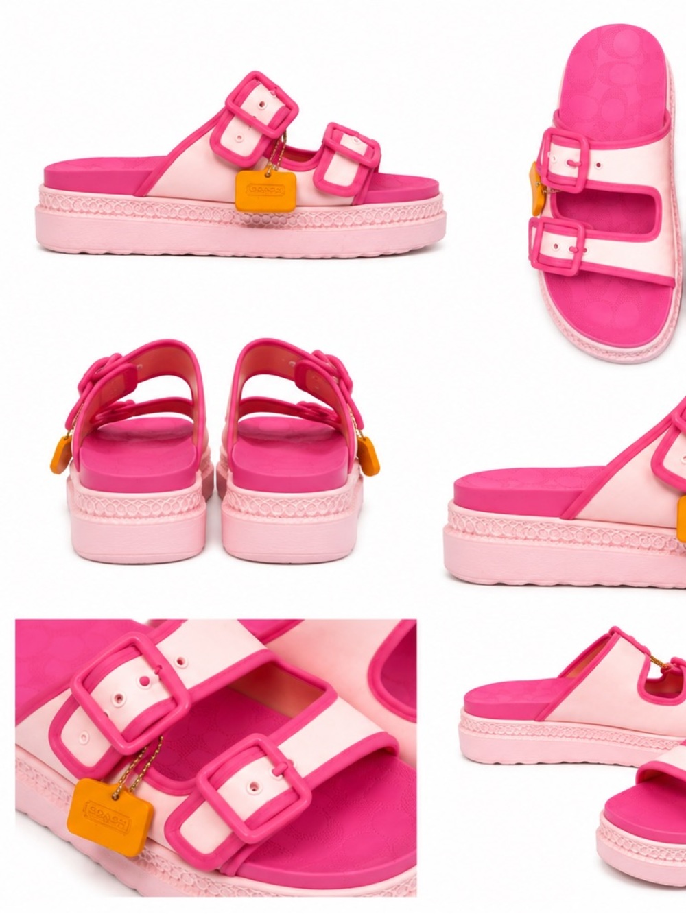 Coach Pink Slide Sandals Size 8 - Picture 2 of 4